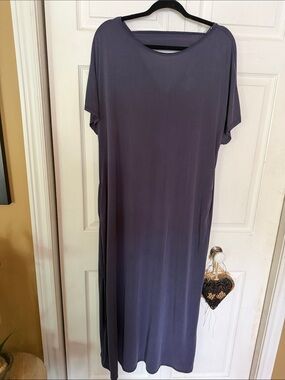 Andrée Classic Short-Sleeve Maxi Dress in Slate Purple